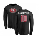 Football San Francisco 49ers #10 Jimmy Garoppolo Black Name & Number Logo Long Sleeve T-Shirt