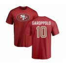 Football San Francisco 49ers #10 Jimmy Garoppolo Red Name & Number Logo T-Shirt