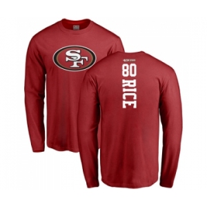 Football San Francisco 49ers #80 Jerry Rice Red Backer Long Sleeve T-Shirt