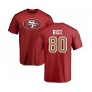 Football San Francisco 49ers #80 Jerry Rice Red Name & Number Logo T-Shirt