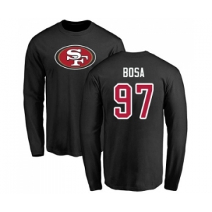 Football San Francisco 49ers #97 Nick Bosa Black Name & Number Logo Long Sleeve T-Shirt