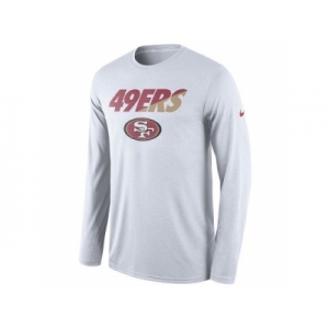 Men's San Francisco 49ers Nike White Legend Staff Practice Long Sleeves Performance T-Shirt