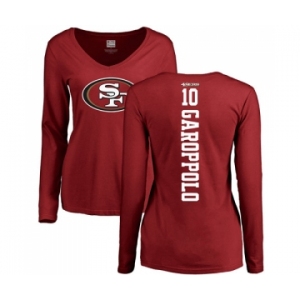 Football Women's San Francisco 49ers #10 Jimmy Garoppolo Red Backer Long Sleeve T-Shirt