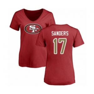 Football Women's San Francisco 49ers #17 Emmanuel Sanders Red Name & Number Logo T-Shirt