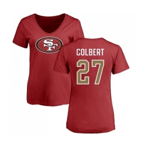 Football Women's San Francisco 49ers #27 Adrian Colbert Red Name & Number Logo T-Shirt