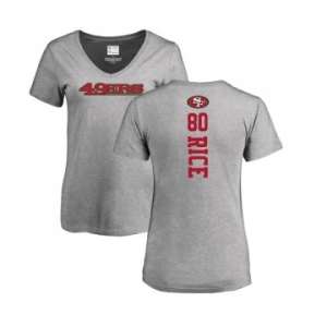 Football Women's San Francisco 49ers #80 Jerry Rice Ash Backer T-Shirt