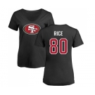 Football Women's San Francisco 49ers #80 Jerry Rice Black Name & Number Logo T-Shirt