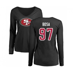 Football Women's San Francisco 49ers #97 Nick Bosa Black Name & Number Logo Long Sleeve T-Shirt