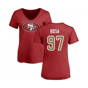 Football Women's San Francisco 49ers #97 Nick Bosa Red Name & Number Logo T-Shirt