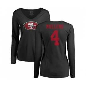 NFL Women's Nike San Francisco 49ers #4 Nick Mullens Black Name & Number Logo Long Sleeve T-Shirt