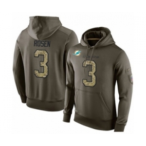 Football Men's Miami Dolphins #3 Josh Rosen Green Salute To Service Pullover Hoodie