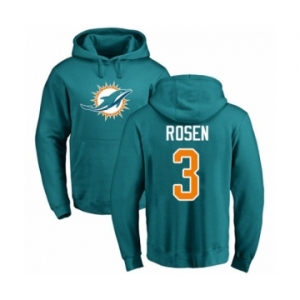 Football Miami Dolphins #3 Josh Rosen Aqua Green Name & Number Logo Pullover Hoodie