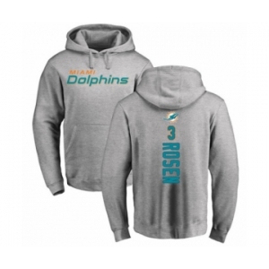 Football Miami Dolphins #3 Josh Rosen Ash Backer Pullover Hoodie