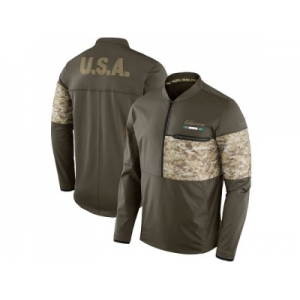 Men Miami Dolphins Nike Olive Salute to Service Sideline Hybrid Half-Zip Pullover Jacket