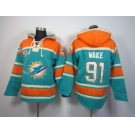 nike nfl jerseys miami dolphins #91 wake orange-green[pullover hooded sweatshirt]