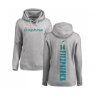 Football Women's Miami Dolphins #14 Ryan Fitzpatrick Ash Backer Pullover Hoodie