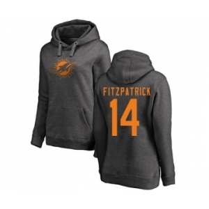 Football Women's Miami Dolphins #14 Ryan Fitzpatrick Ash One Color Pullover Hoodie