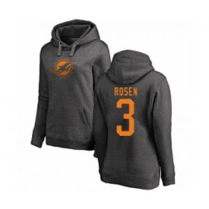 Football Women's Miami Dolphins #3 Josh Rosen Ash One Color Pullover Hoodie