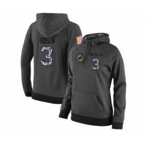Football Women's Miami Dolphins #3 Josh Rosen Stitched Black Anthracite Salute to Service Player Performance Hoodie