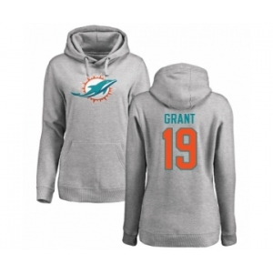 NFL Women's Nike Miami Dolphins #19 Jakeem Grant Ash Name & Number Logo Pullover Hoodie