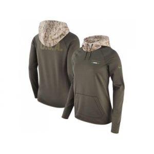 Women Miami Dolphins Nike Olive Salute to Service Performance Pullover Hoodi