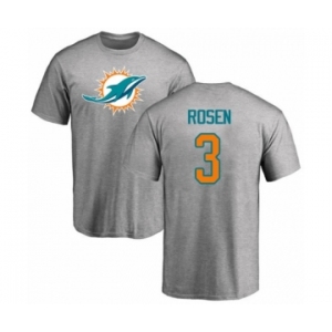Football Miami Dolphins #3 Josh Rosen Ash Name & Number Logo T-Shirt