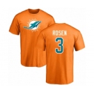 Football Miami Dolphins #3 Josh Rosen Orange Name & Number Logo T-Shirt