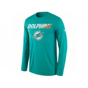 Men's Miami Dolphins Nike Aqua Legend Staff Practice Long Sleeves Performance T-Shirt
