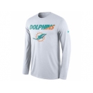 Men's Miami Dolphins Nike White Legend Staff Practice Long Sleeves Performance T-Shirt