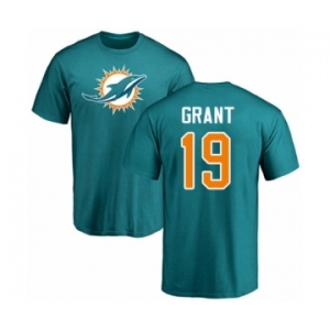 NFL Nike Miami Dolphins #19 Jakeem Grant Aqua Green Name & Number Logo T-Shirt