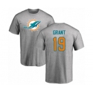 NFL Nike Miami Dolphins #19 Jakeem Grant Ash Name & Number Logo T-Shirt