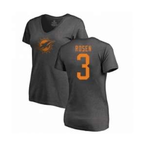 Football Women's Miami Dolphins #3 Josh Rosen Ash One Color T-Shirt
