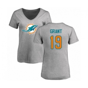 NFL Women's Nike Miami Dolphins #19 Jakeem Grant Ash Name & Number Logo T-Shirt