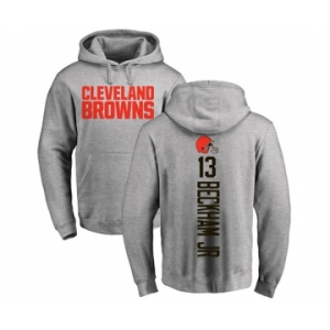 Football Cleveland Browns #13 Odell Beckham Jr. Ash Backer Pullover Hoodie