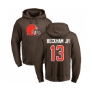 Football Cleveland Browns #13 Odell Beckham Jr. Brown Name & Number Logo Pullover Hoodie