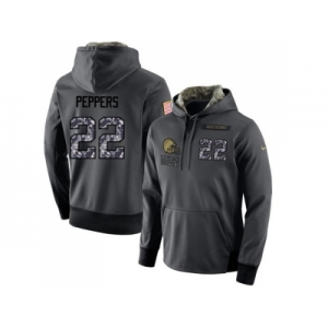 Men Cleveland Browns #22 Jabrill Peppers Stitched Black Anthracite Salute to Service Player Performance Hoodie