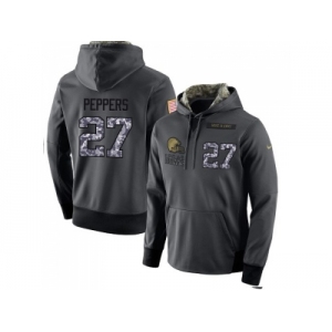 Men Cleveland Browns #27 Jabrill Peppers Stitched Black Anthracite Salute to Service Player Performance Hoodie