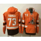 Men's Cleveland Browns #73 Joe Thomas NEW Orange Pocket Stitched NFL Pullover Hoodie