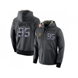 NFL Men's Nike Cleveland Browns #95 Myles Garrett Stitched Black Anthracite Salute to Service Player Performance Hoodie