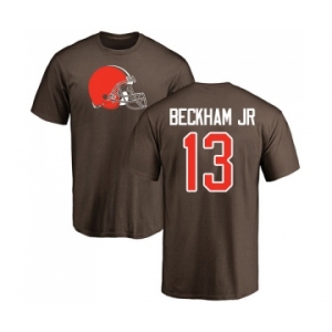 Football Cleveland Browns #13 Odell Beckham Jr. Brown Name & Number Logo T-Shirt