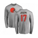 NFL Nike Cleveland Browns #17 Greg Joseph Ash Name & Number Logo Long Sleeve T-Shirt