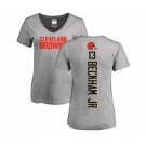 Football Women's Cleveland Browns #13 Odell Beckham Jr. Ash Backer V-Neck T-Shirt