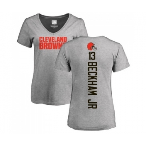 Football Women's Cleveland Browns #13 Odell Beckham Jr. Ash Backer V-Neck T-Shirt