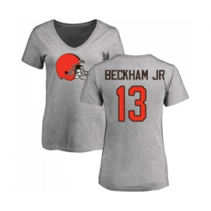 Football Women's Cleveland Browns #13 Odell Beckham Jr. Ash Name & Number Logo T-Shirt