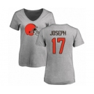 NFL Women's Nike Cleveland Browns #17 Greg Joseph Ash Name & Number Logo T-Shirt