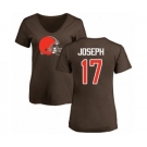 NFL Women's Nike Cleveland Browns #17 Greg Joseph Brown Name & Number Logo T-Shirt