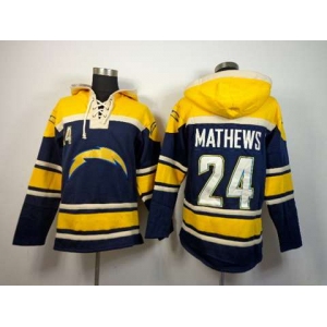 nike nfl jerseys san diego chargers #24 ryan mathews yellow-blue[pullover hooded sweatshirt]