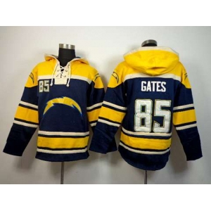 nike nfl jerseys san diego chargers #85 gates yellow-blue[pullover hooded sweatshirt]