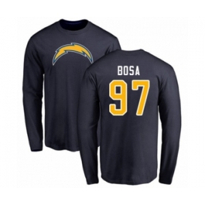 Football Los Angeles Chargers #97 Joey Bosa Navy Blue Name & Number Logo Long Sleeve T-Shirt