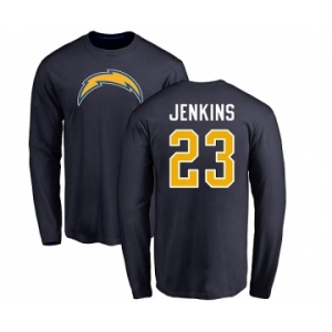 NFL Nike Los Angeles Chargers #23 Rayshawn Jenkins Navy Blue Name & Number Logo Long Sleeve T-Shirt